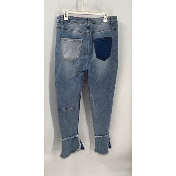 Akira deconstructed, patchwork, frayed bell, bottom, jeans, 17/32 - Picture 2 of 12